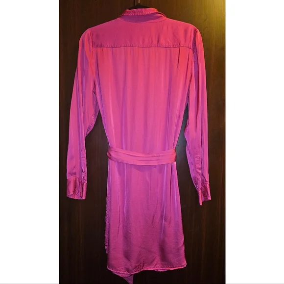 Ralph Lauren Fuchsia Collared Button-Up Belted Shirt Dress - Picture 3 of 6
